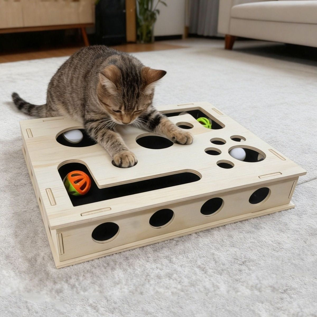 Cat Claw Grinder Interactive Puzzle Box With 3 Cat Scratch Balls